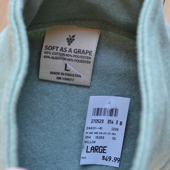 NWT Soft as a Grape Quarter Zip Pullover Sweater Green Size L - Picture 4 of 5